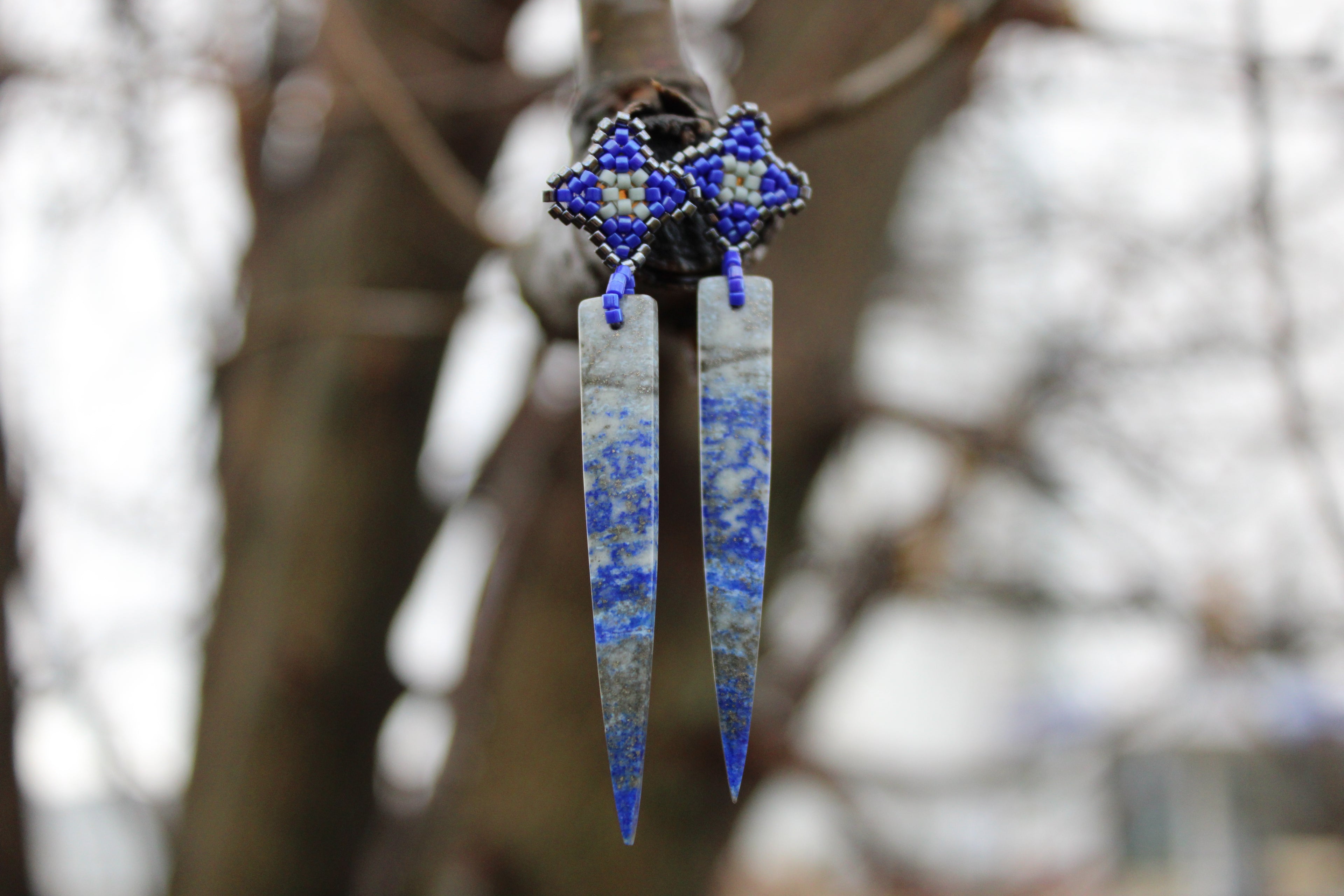 Lapis Lazuli Spike Earrings