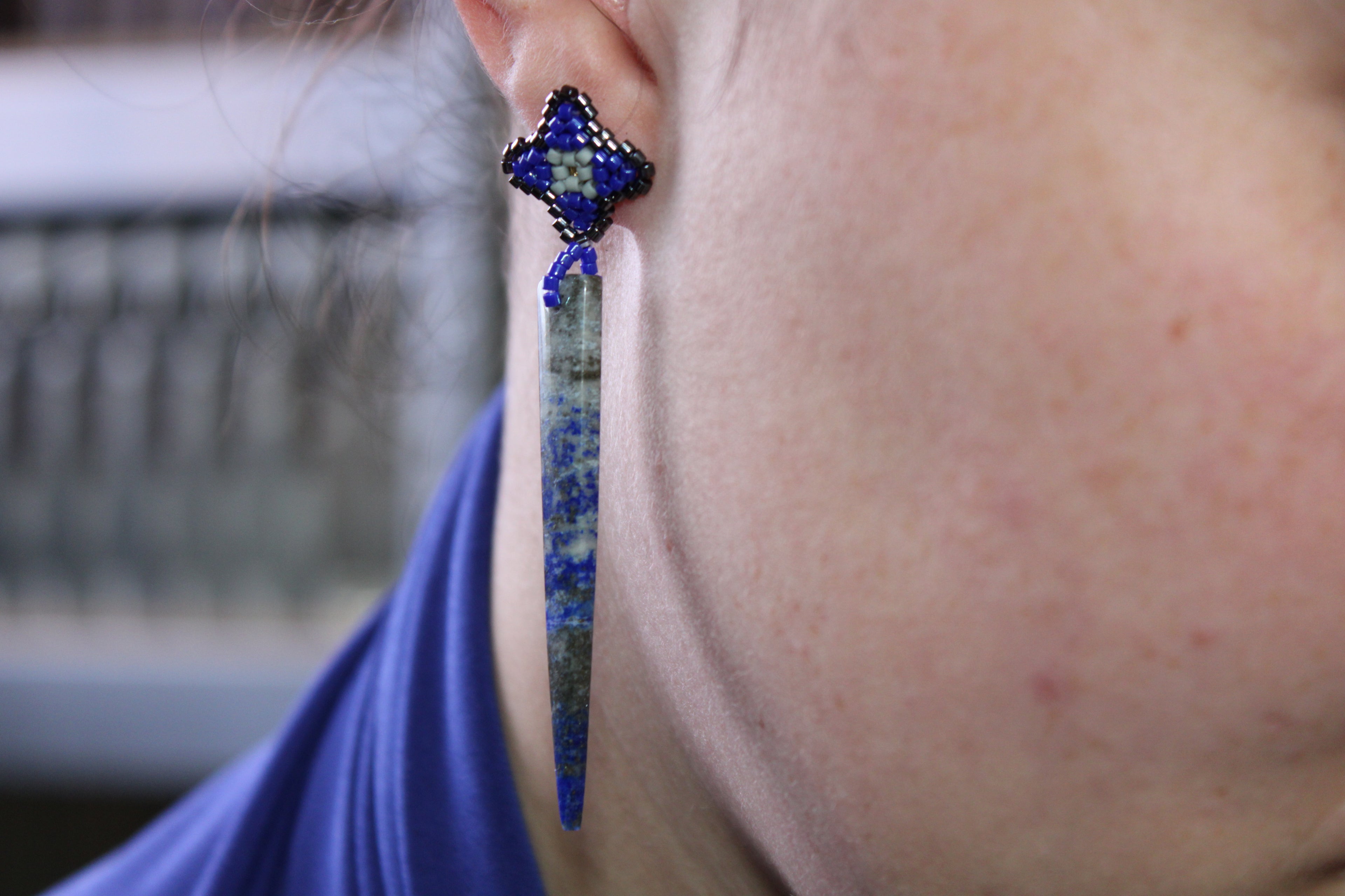 Lapis Lazuli Spike Earrings