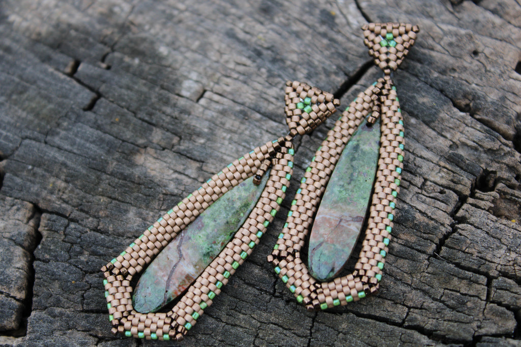Chrysocolla Tie Pendant Earrings