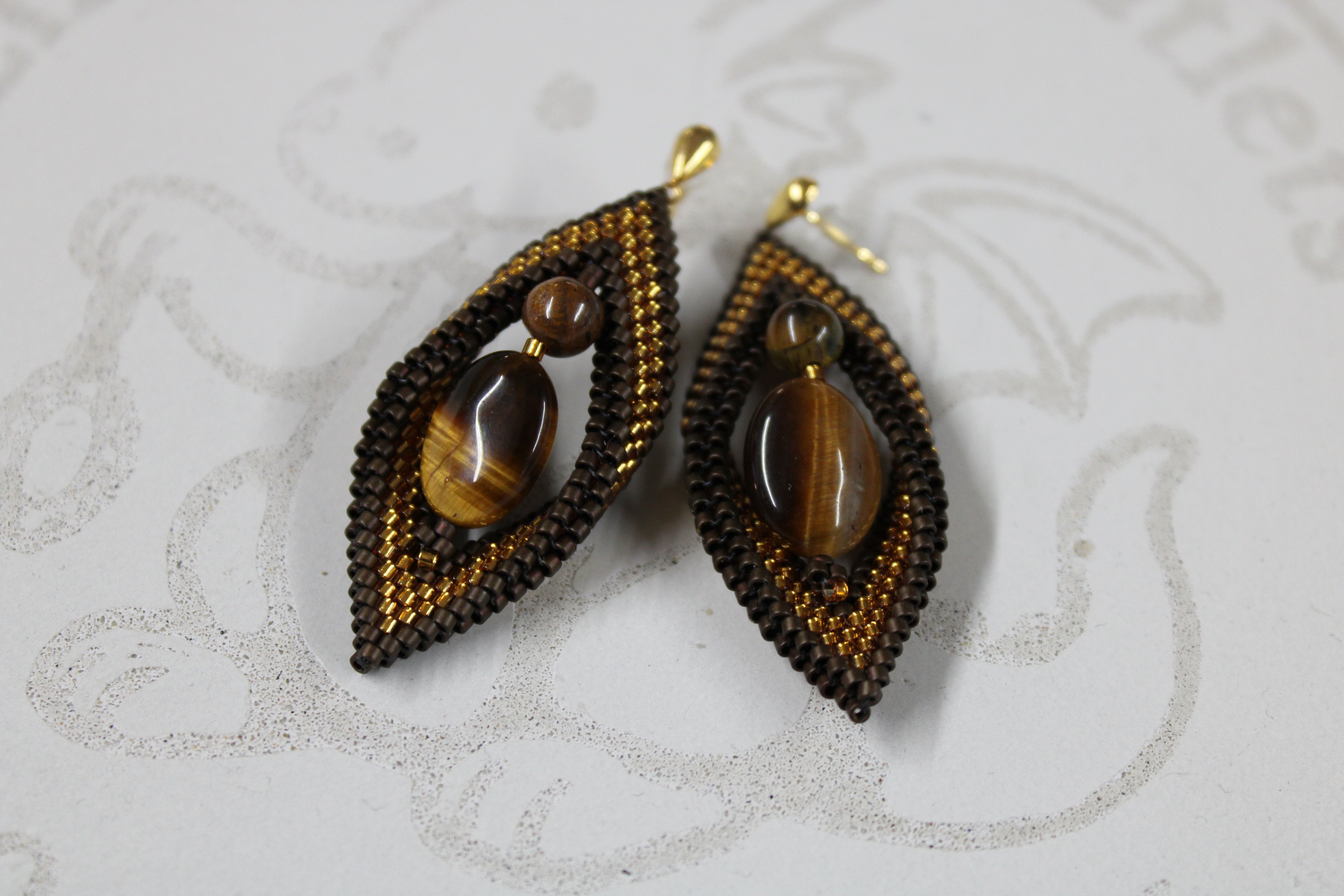 Tigers Eye Peyote Twist Earrings