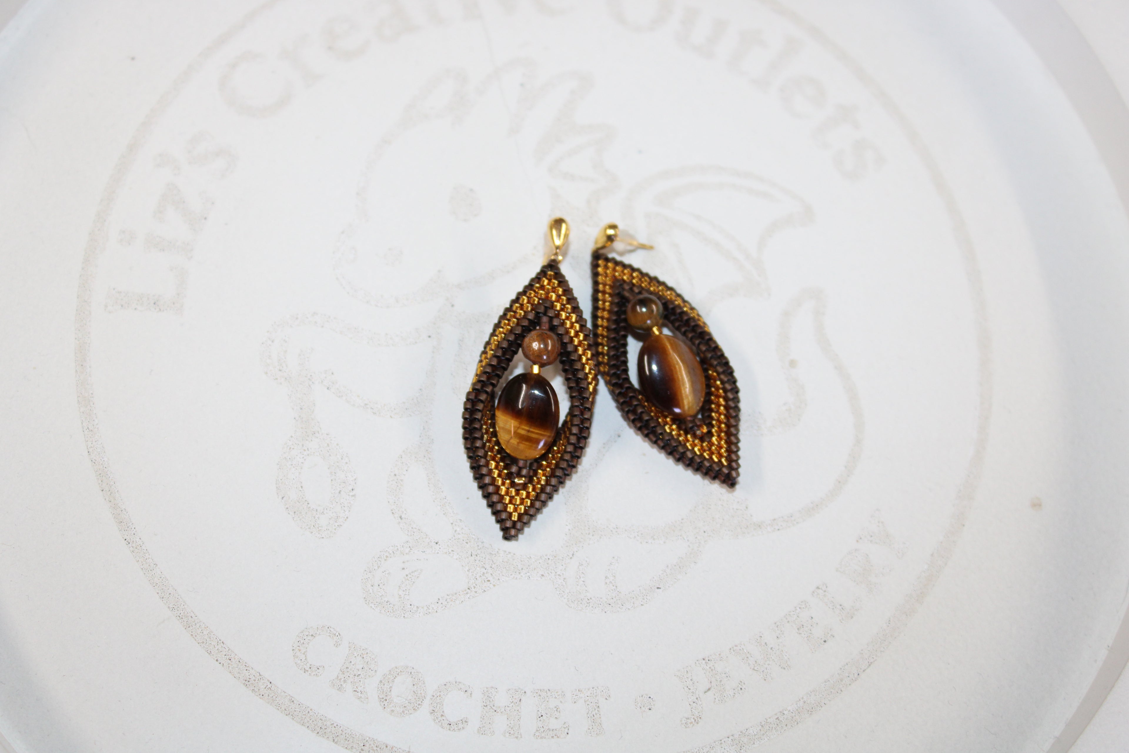 Tigers Eye Peyote Twist Earrings