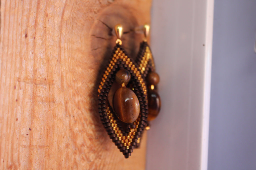 Tigers Eye Peyote Twist Earrings