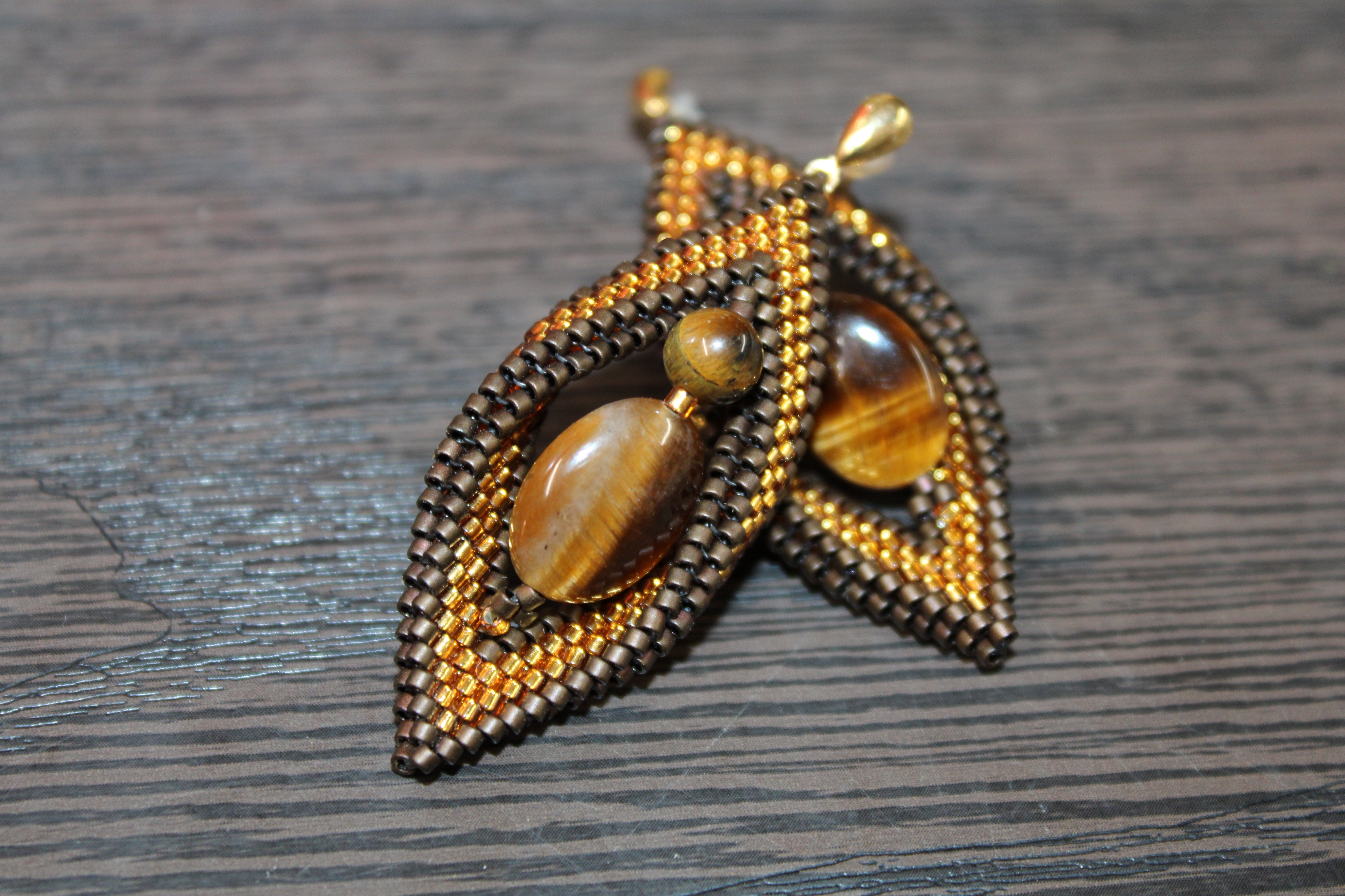 Tigers Eye Peyote Twist Earrings