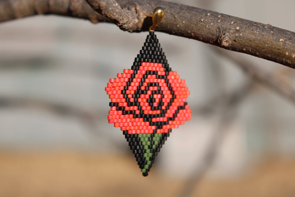 Rose Brick Stitch Earrings