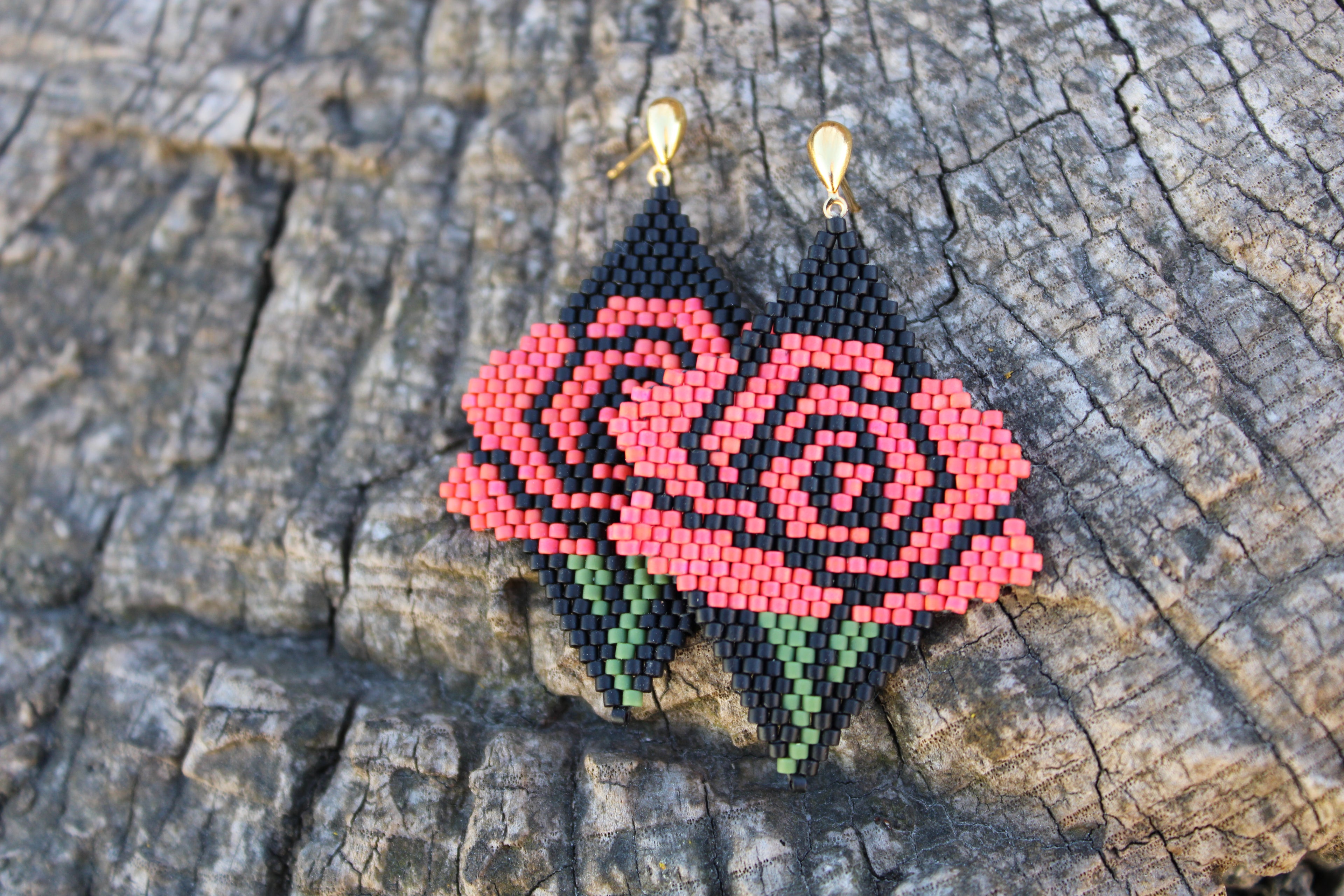 Rose Brick Stitch Earrings
