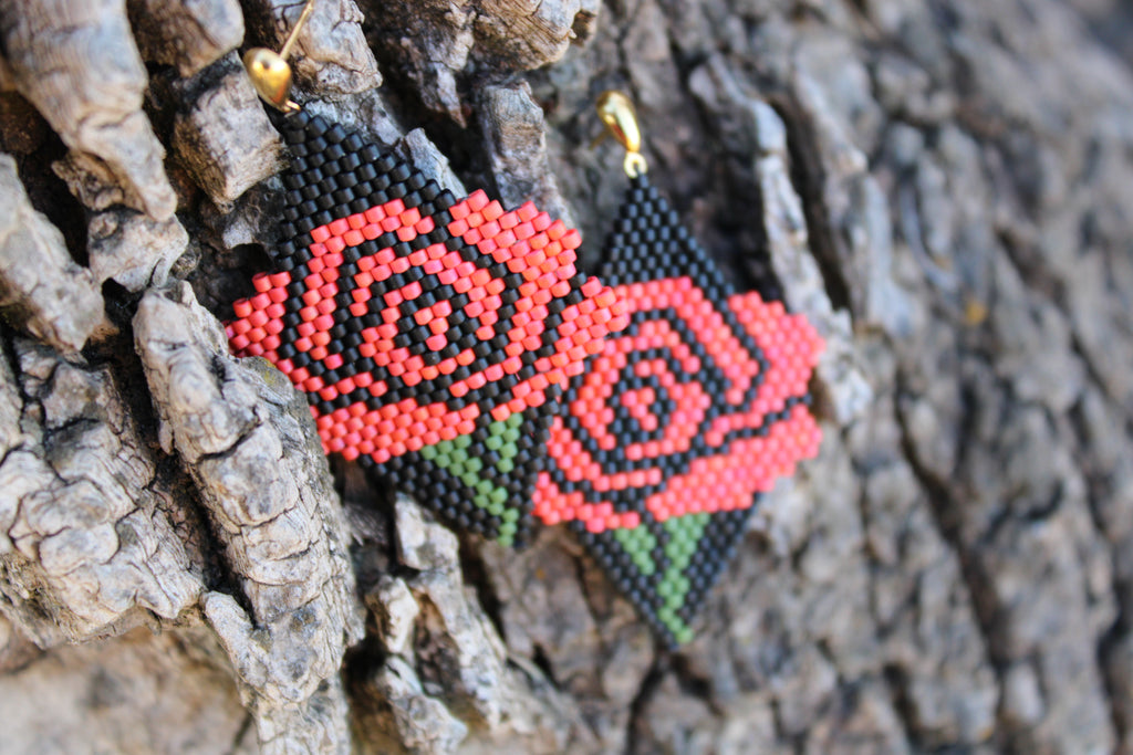 Rose Brick Stitch Earrings