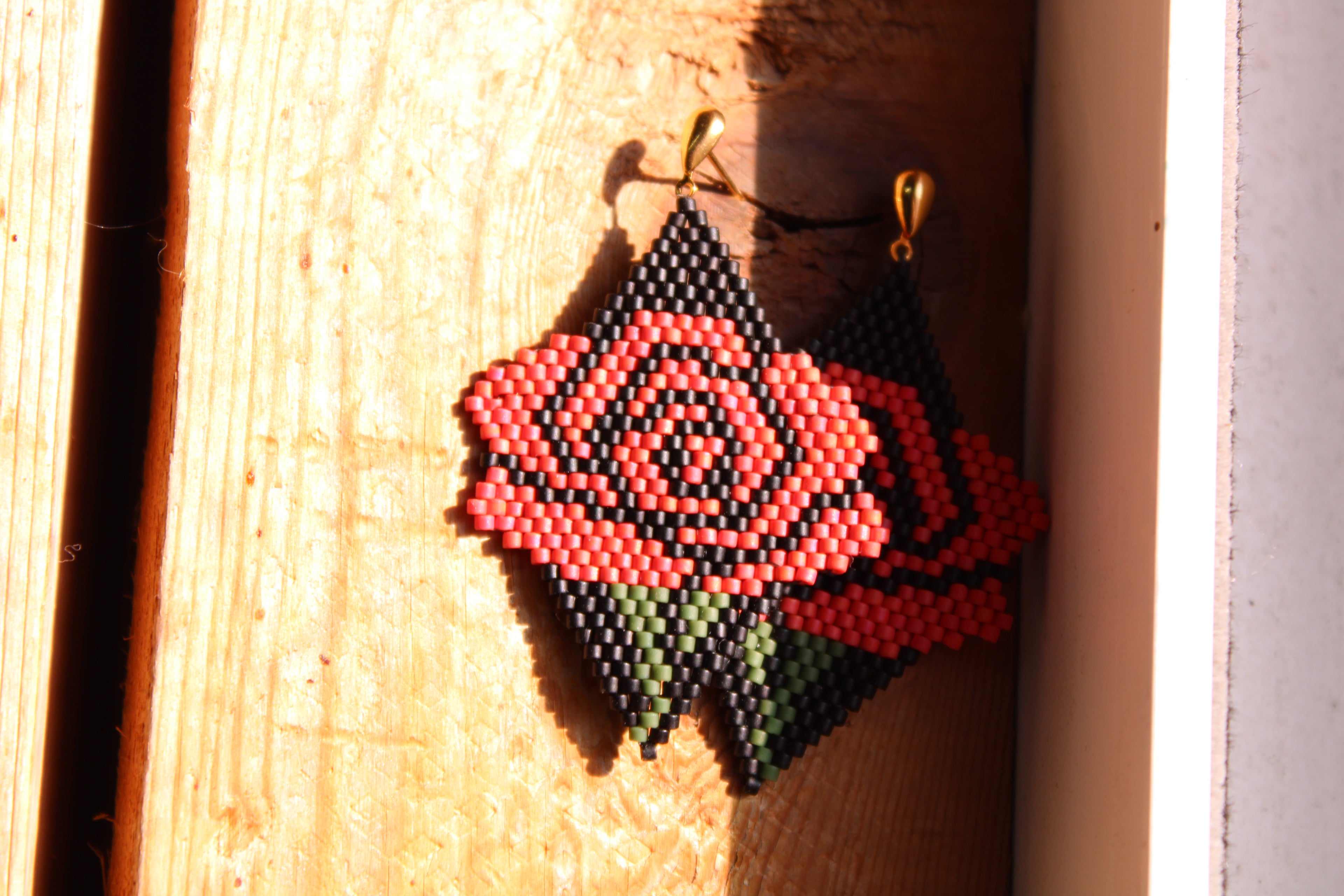 Rose Brick Stitch Earrings