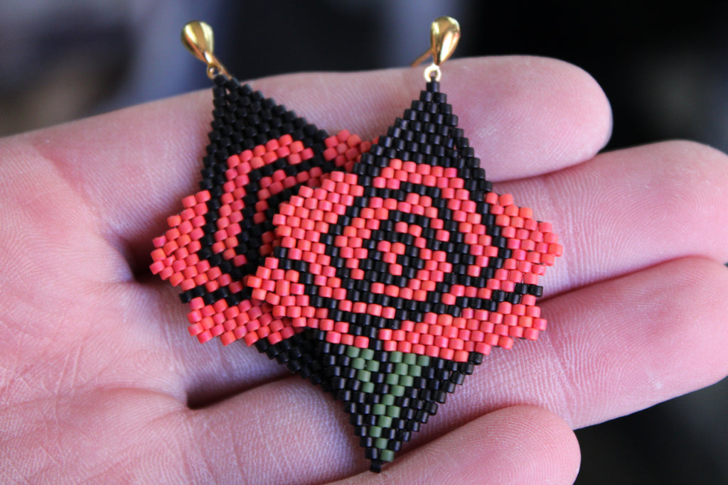 Rose Brick Stitch Earrings