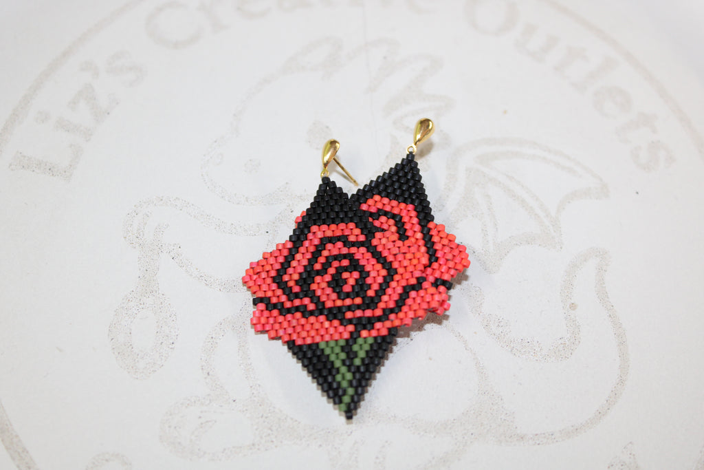 Rose Brick Stitch Earrings