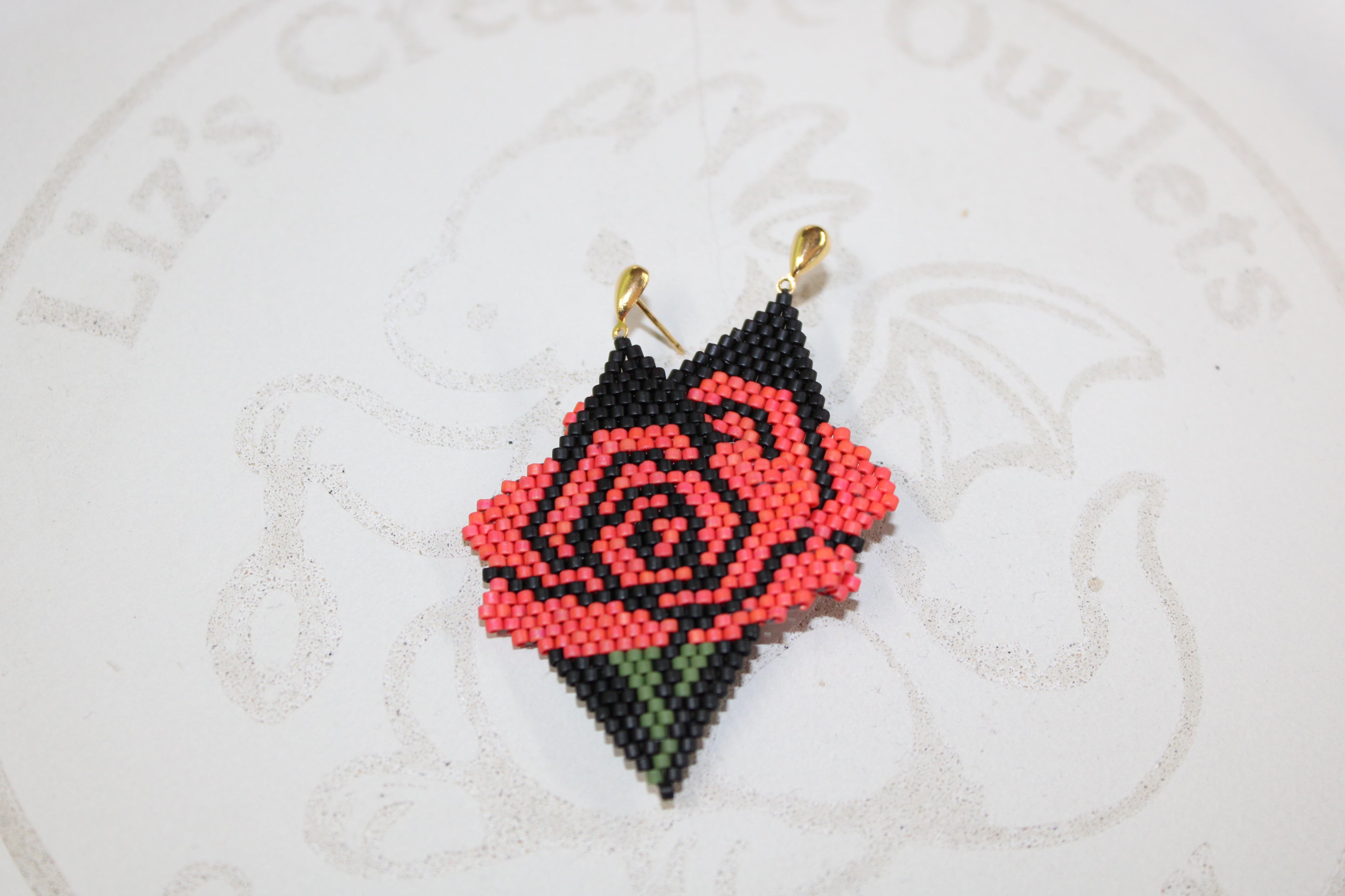Rose Brick Stitch Earrings