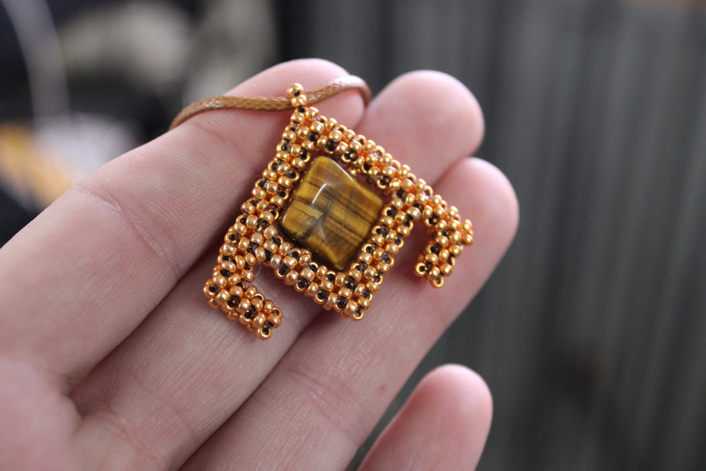 Tigers Eye Geometric Necklace