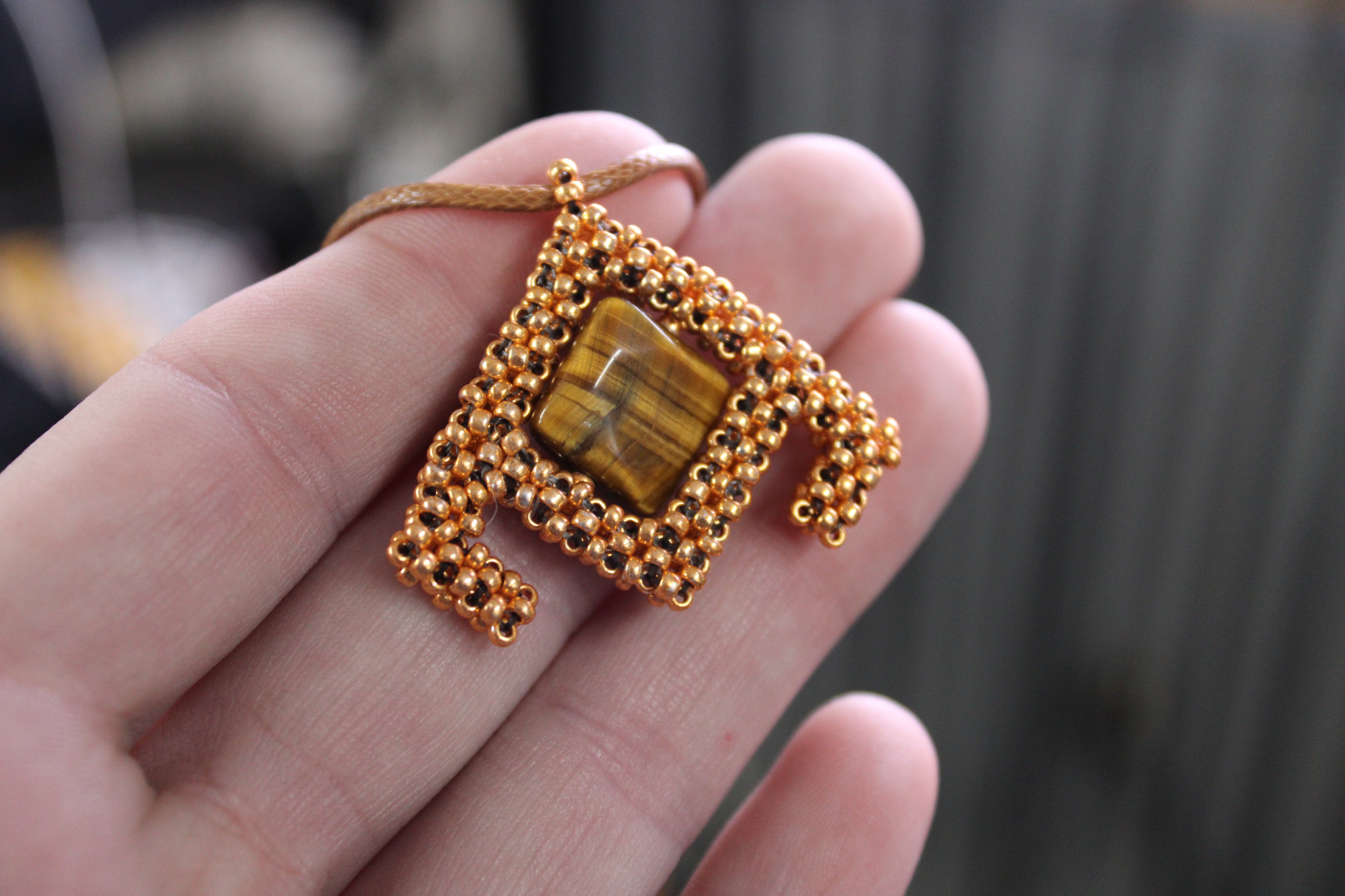 Tigers Eye Geometric Necklace