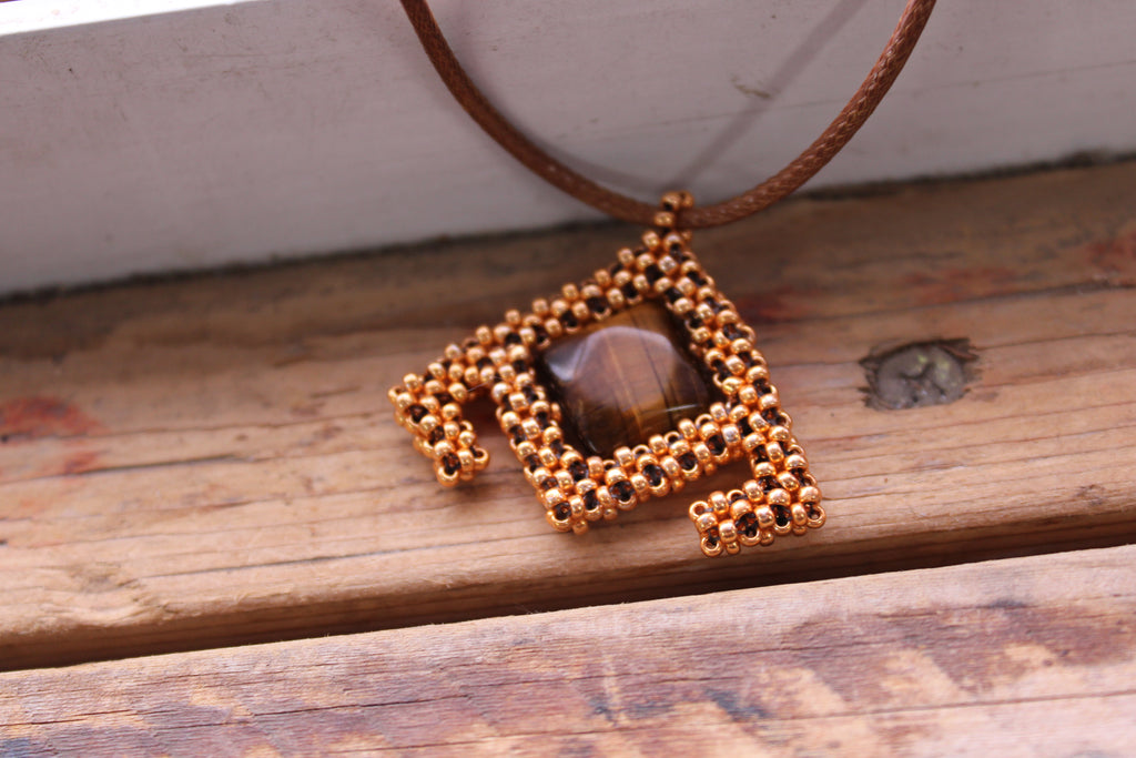 Tigers Eye Geometric Necklace