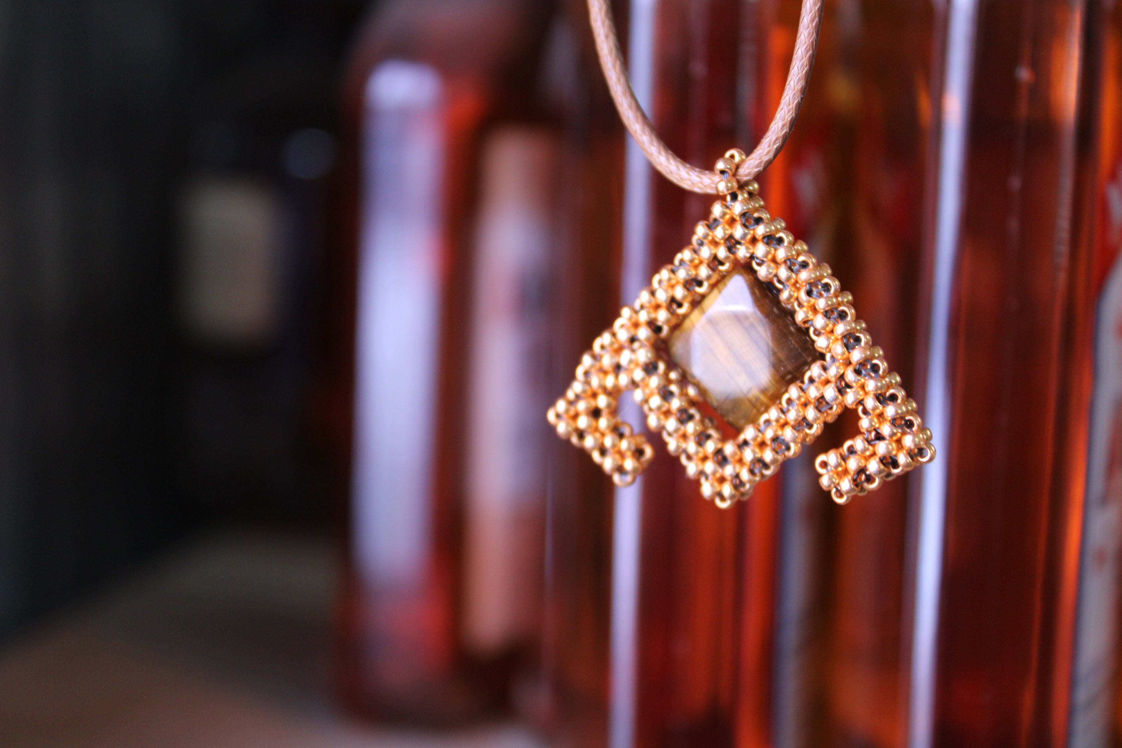 Tigers Eye Geometric Necklace