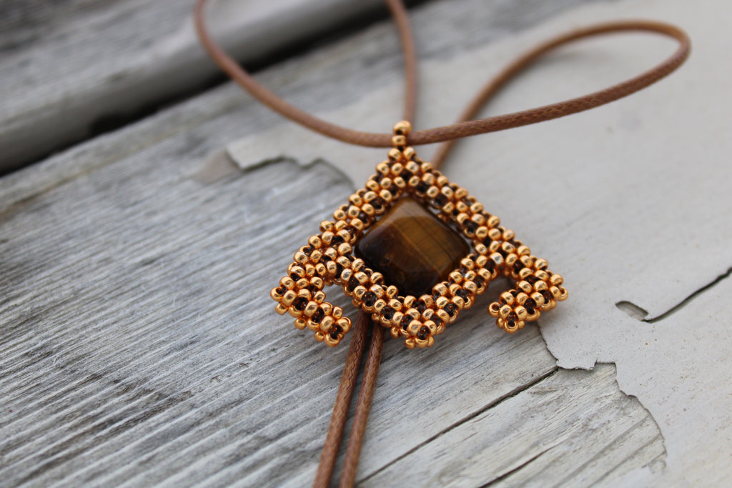 Tigers Eye Geometric Necklace