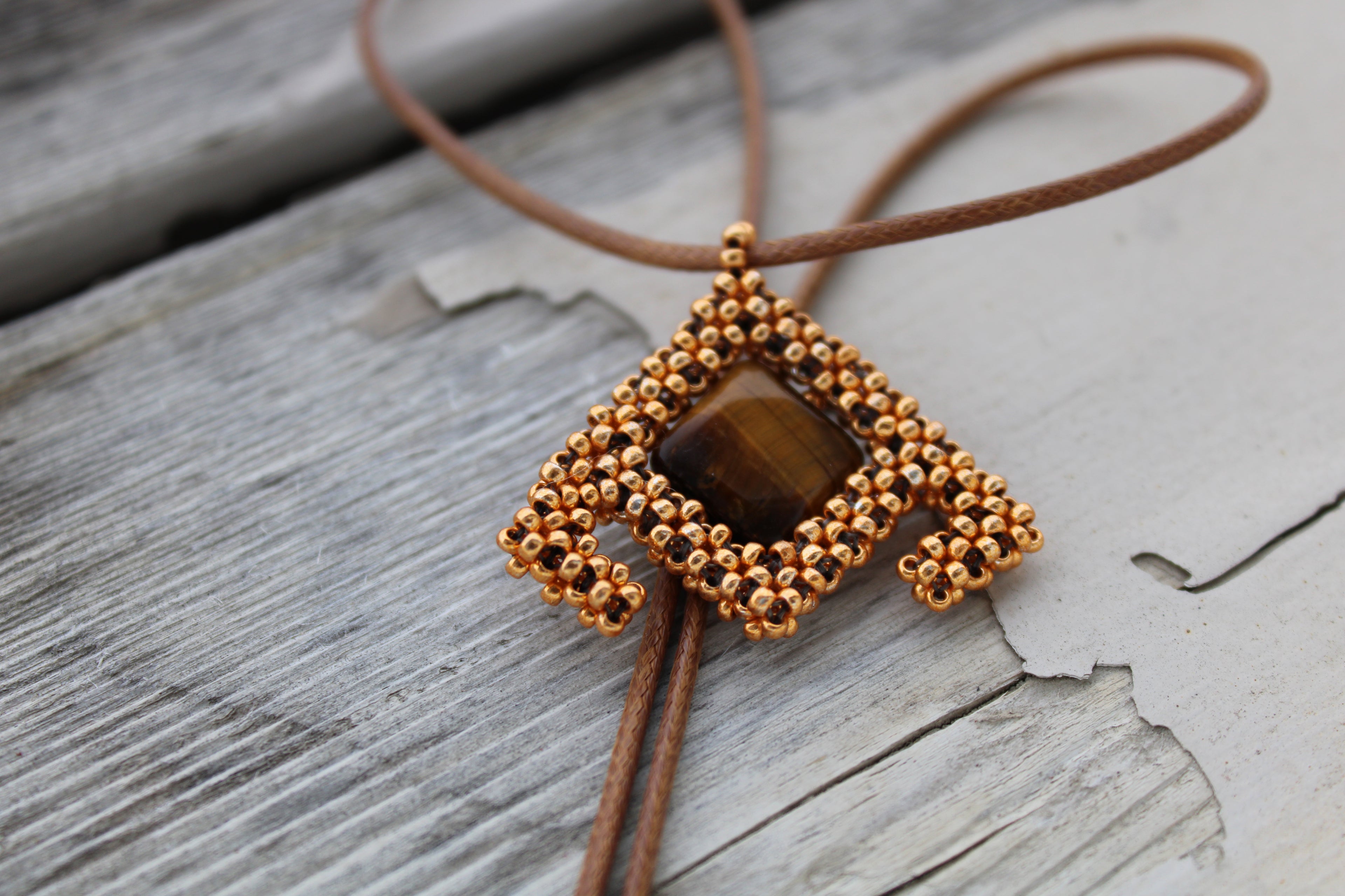 Tigers Eye Geometric Necklace