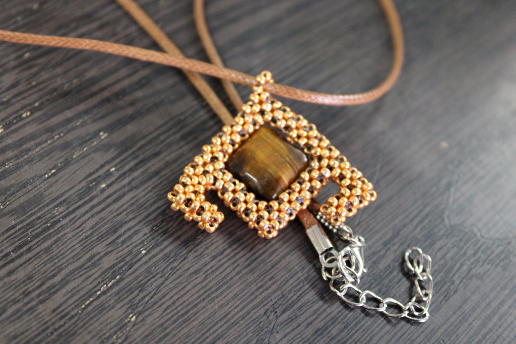Tigers Eye Geometric Necklace