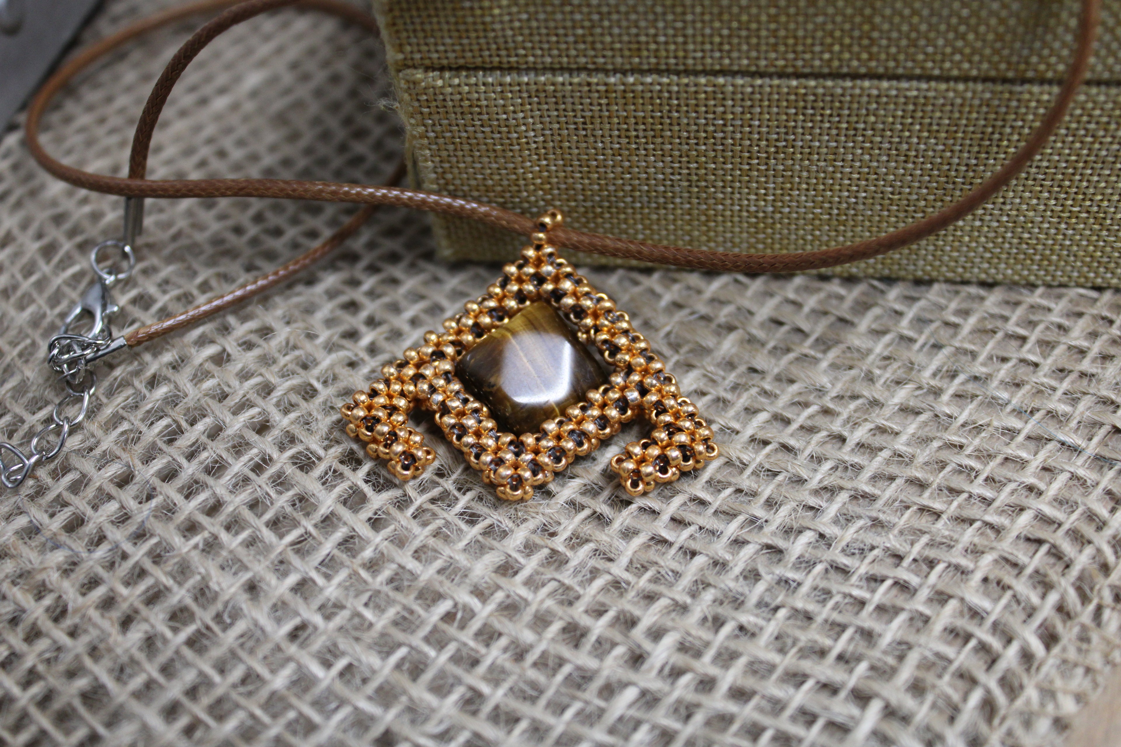 Tigers Eye Geometric Necklace