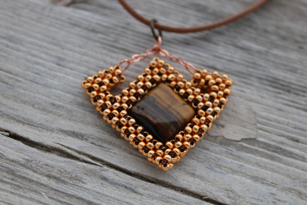 Tigers Eye Geometric Necklace