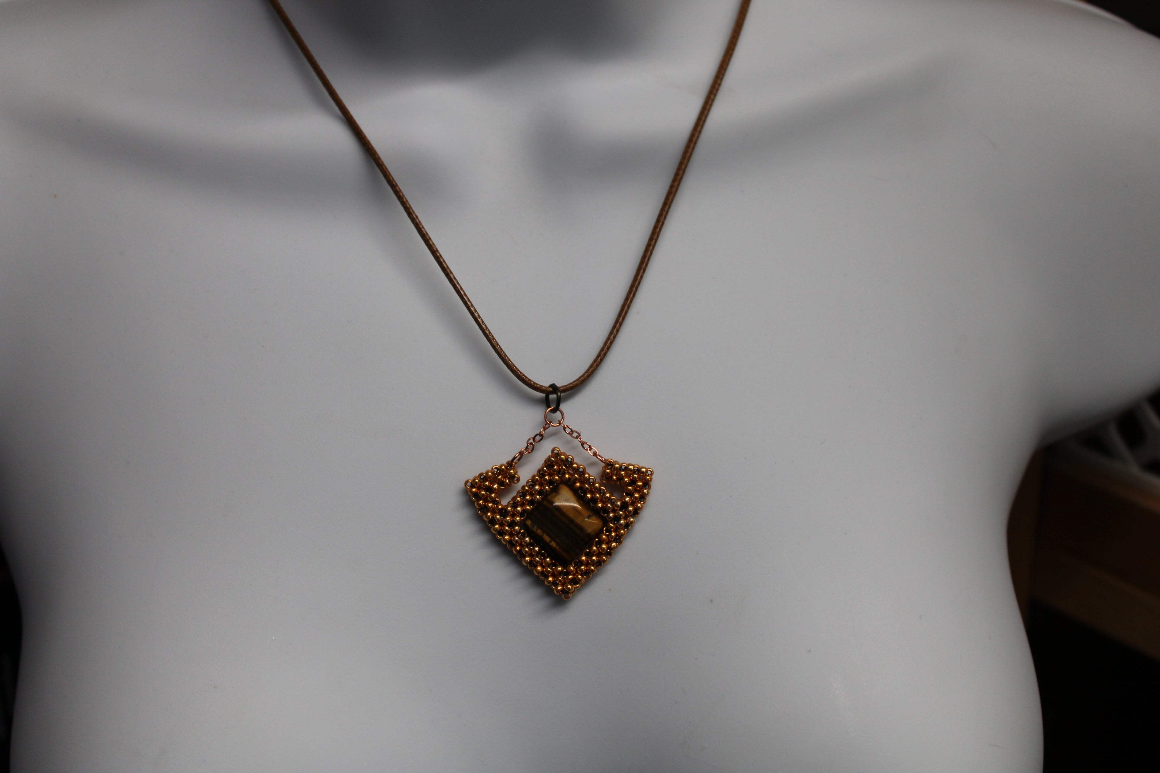 Tigers Eye Geometric Necklace