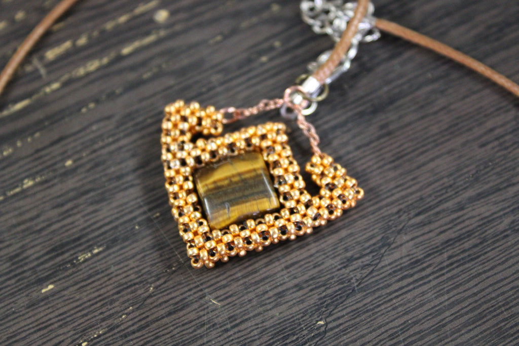 Tigers Eye Geometric Necklace