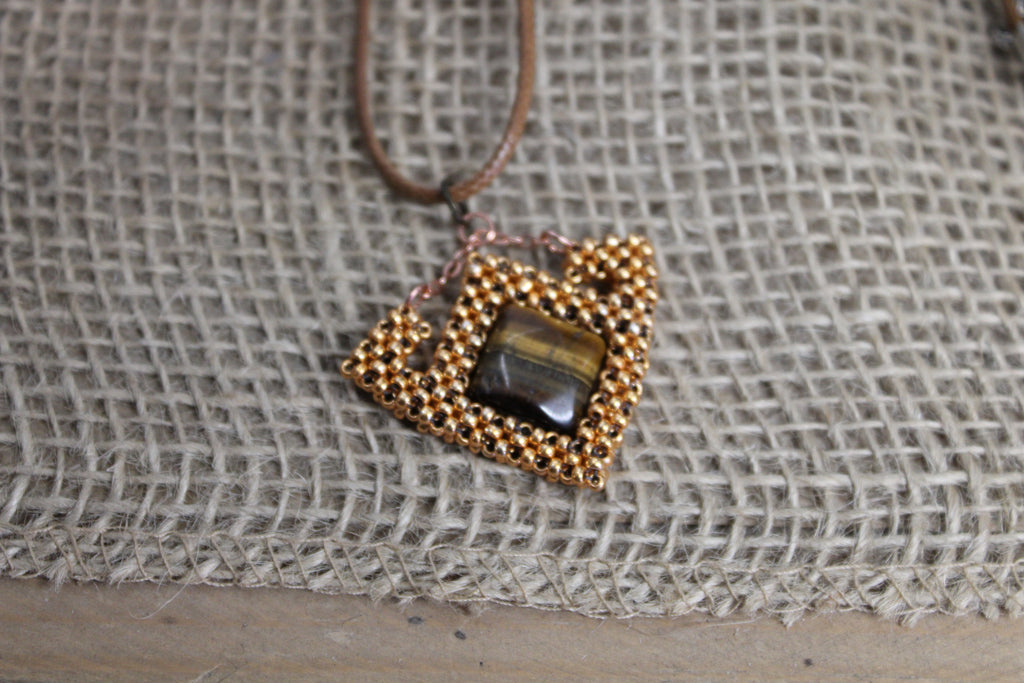 Tigers Eye Geometric Necklace