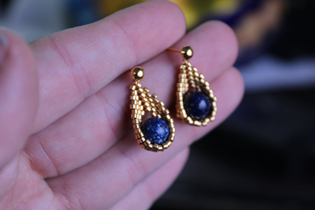 Gold Tiger's Eye Drop Earrings