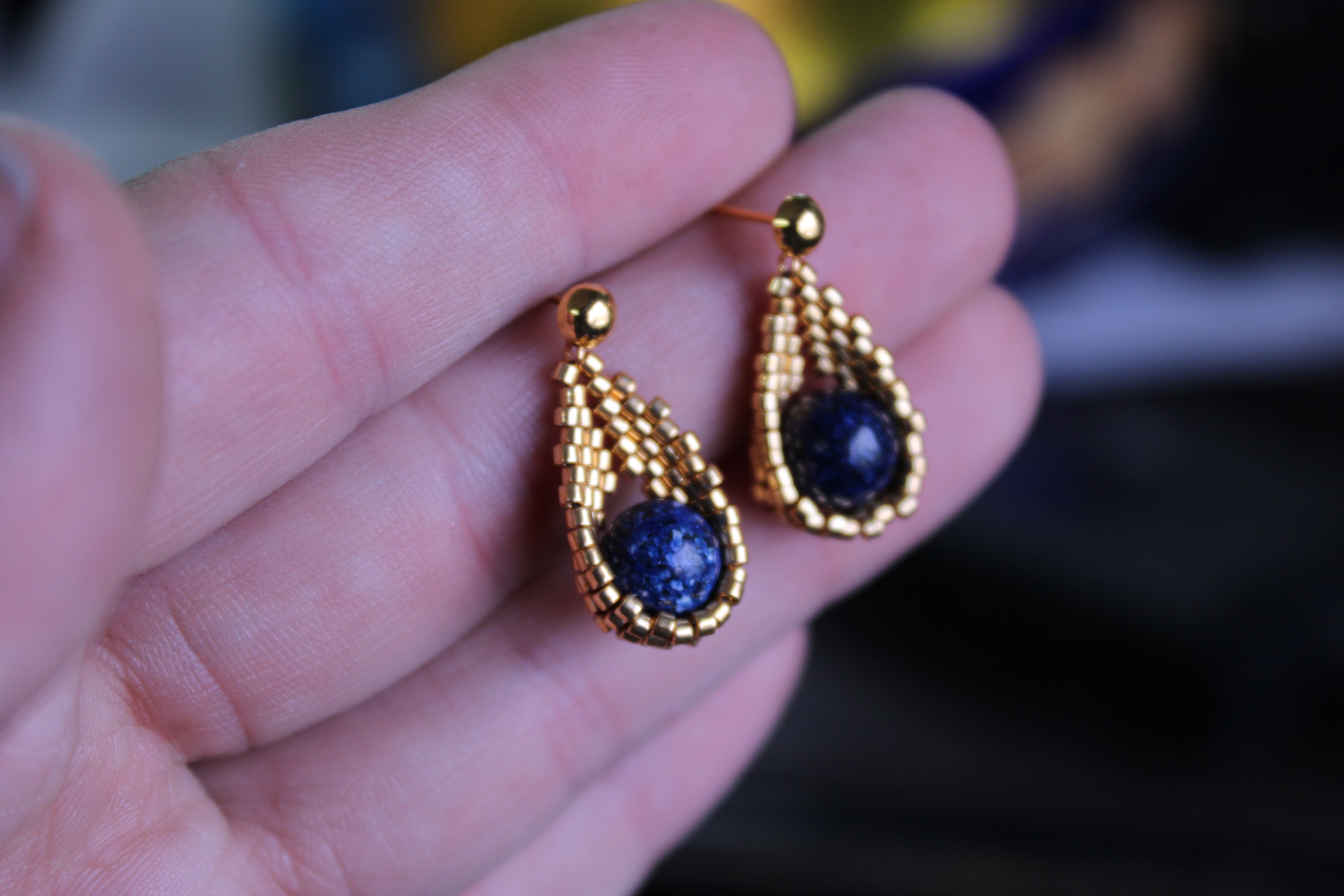 Gold Tiger's Eye Drop Earrings