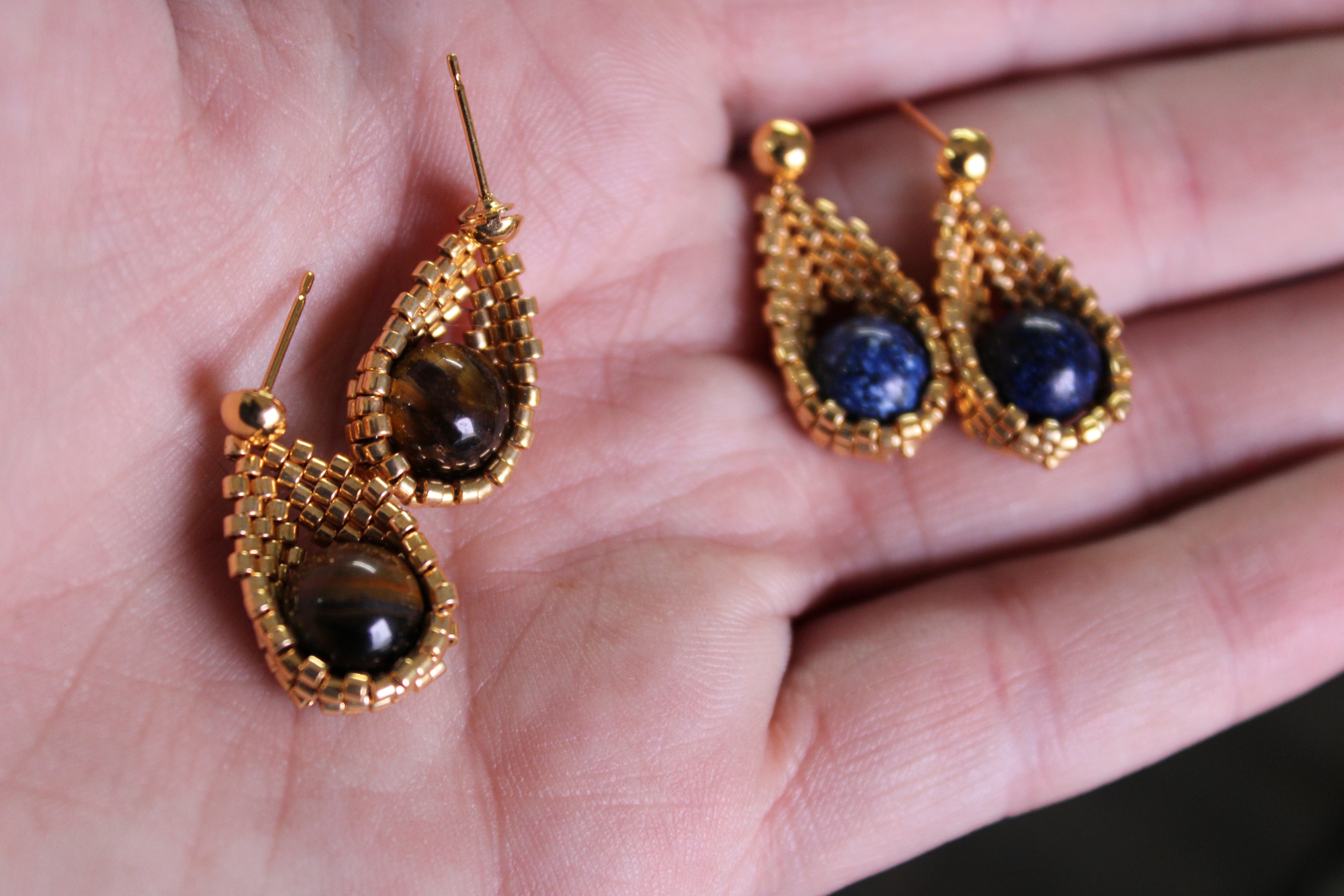Gold Tiger's Eye Drop Earrings