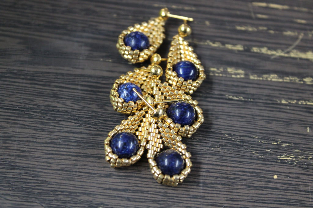 Gold Tiger's Eye Drop Earrings