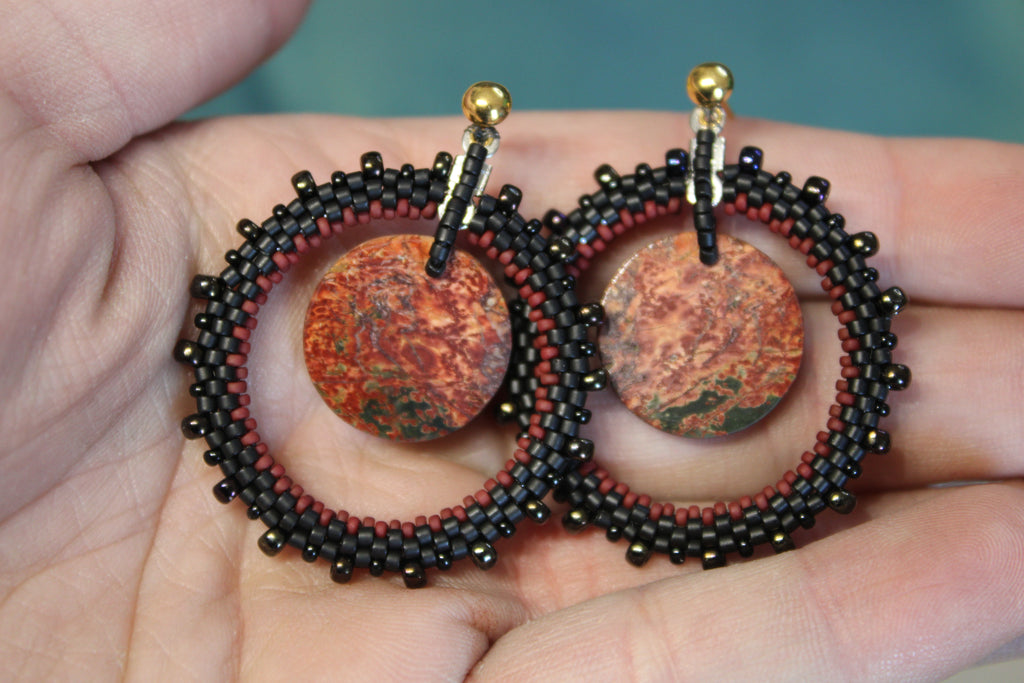 Red Creek Jasper Hoop Earrings