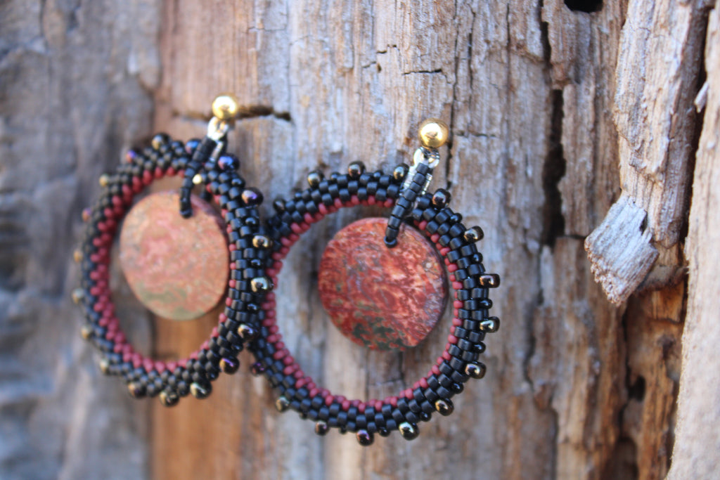 Red Creek Jasper Hoop Earrings