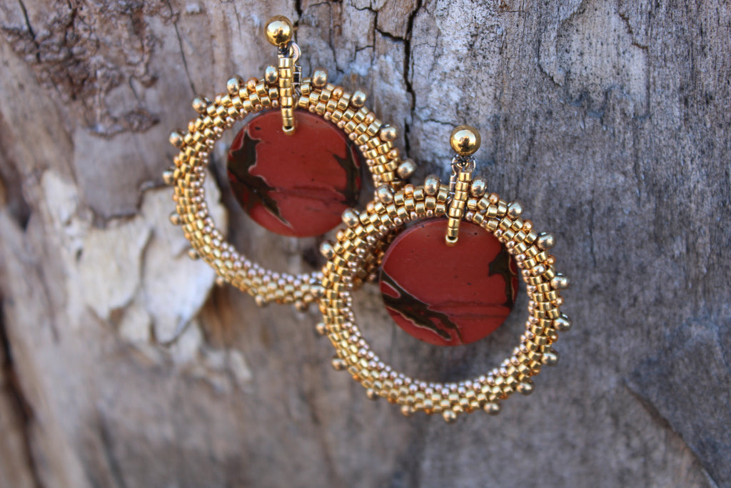 Red Creek Jasper Hoop Earrings