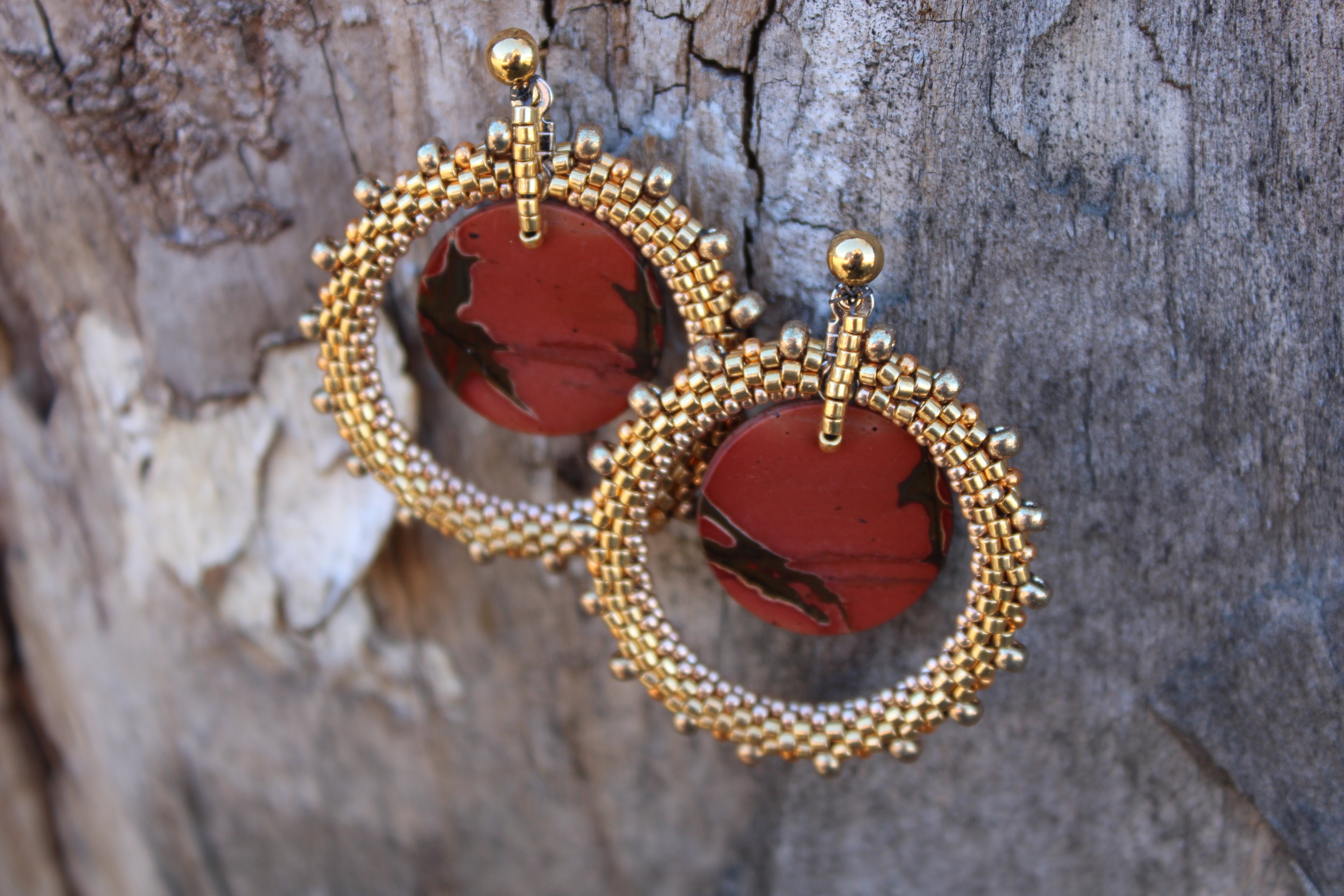 Red Creek Jasper Hoop Earrings