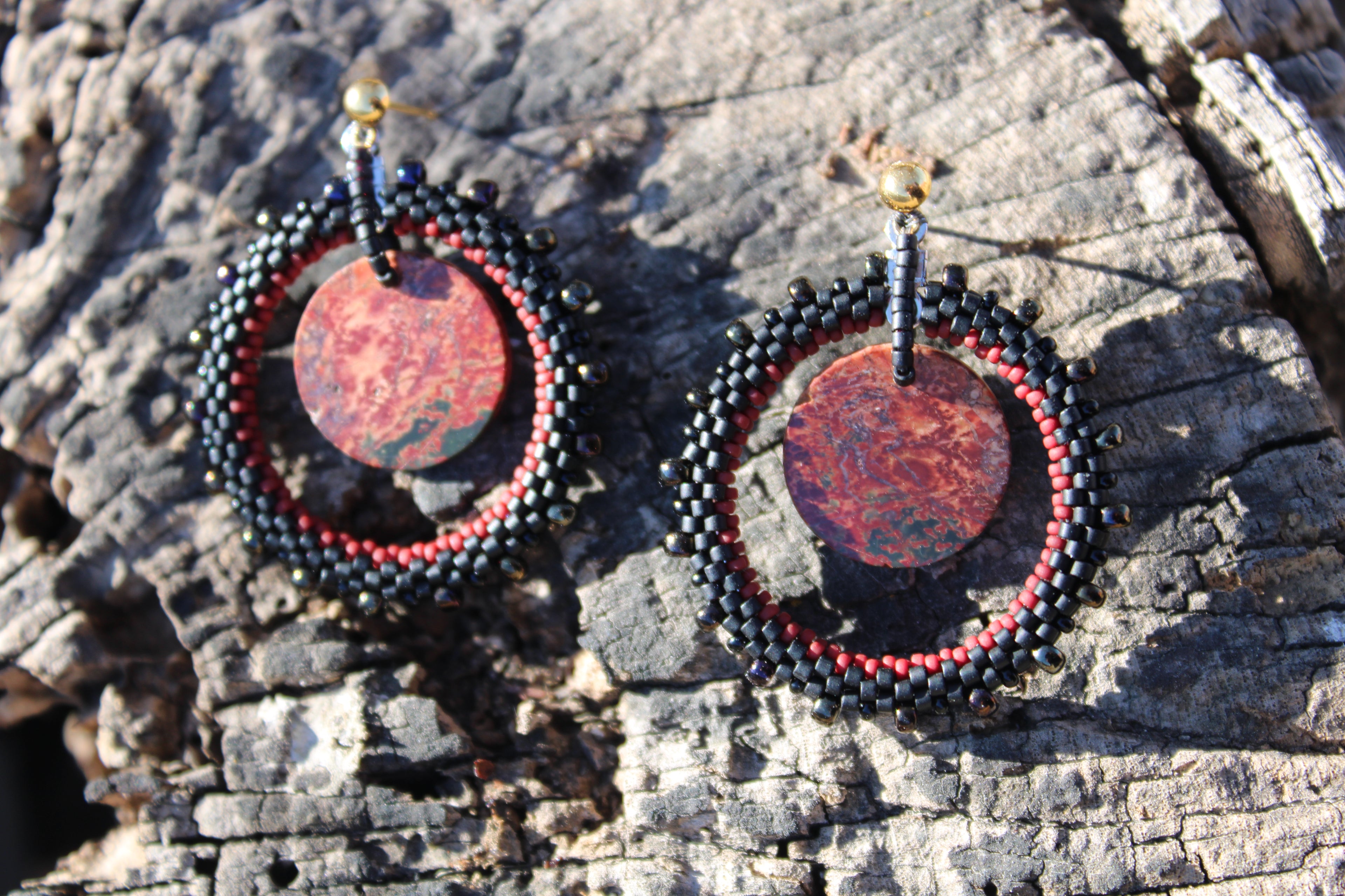 Red Creek Jasper Hoop Earrings