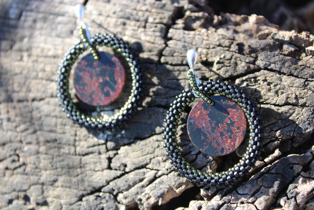 Red Creek Jasper Hoop Earrings