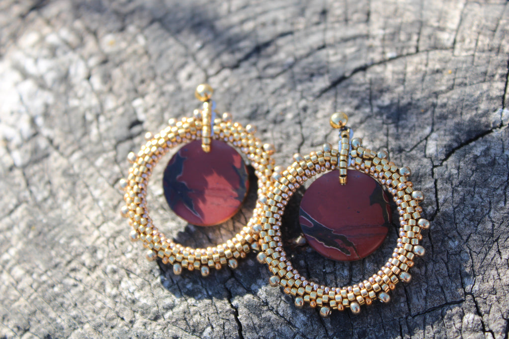 Red Creek Jasper Hoop Earrings