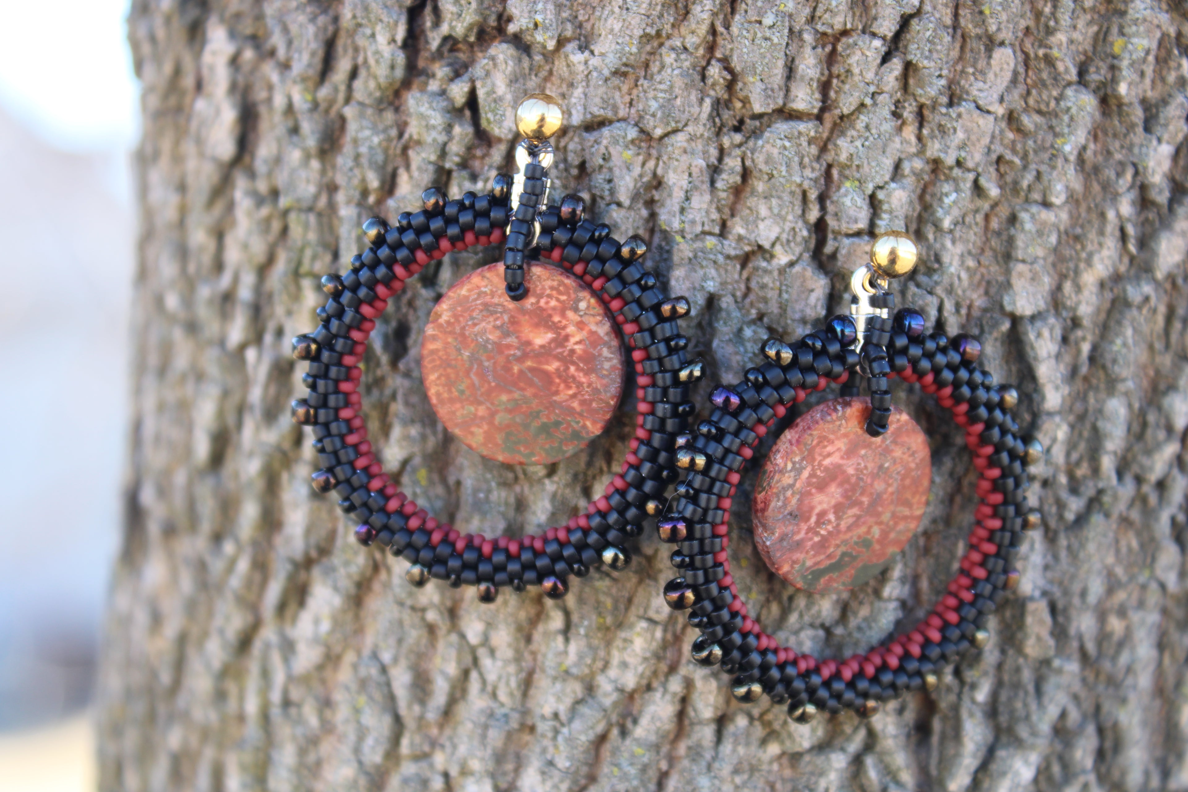 Red Creek Jasper Hoop Earrings