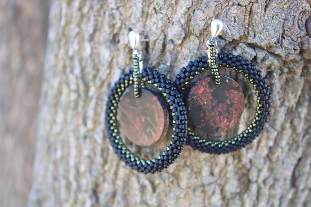 Red Creek Jasper Hoop Earrings