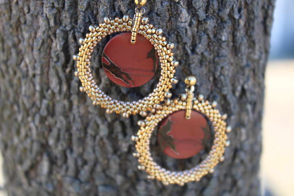 Red Creek Jasper Hoop Earrings