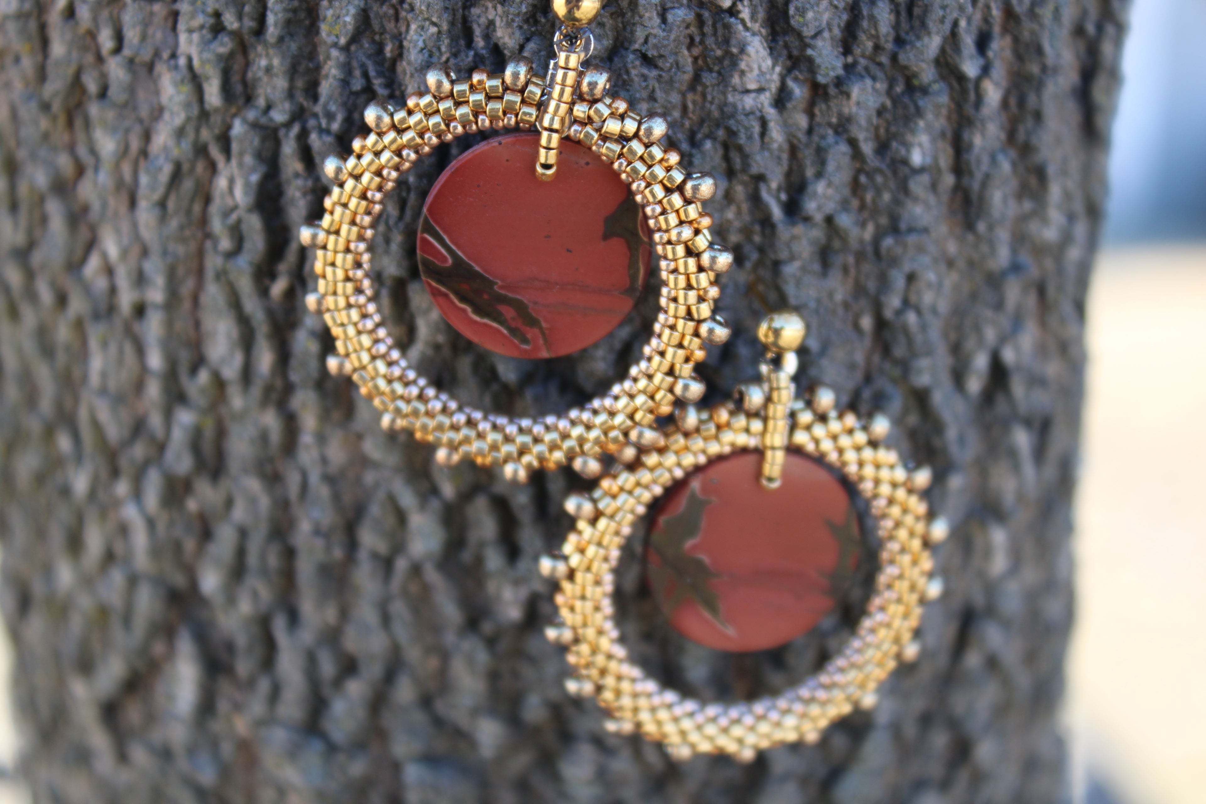 Red Creek Jasper Hoop Earrings