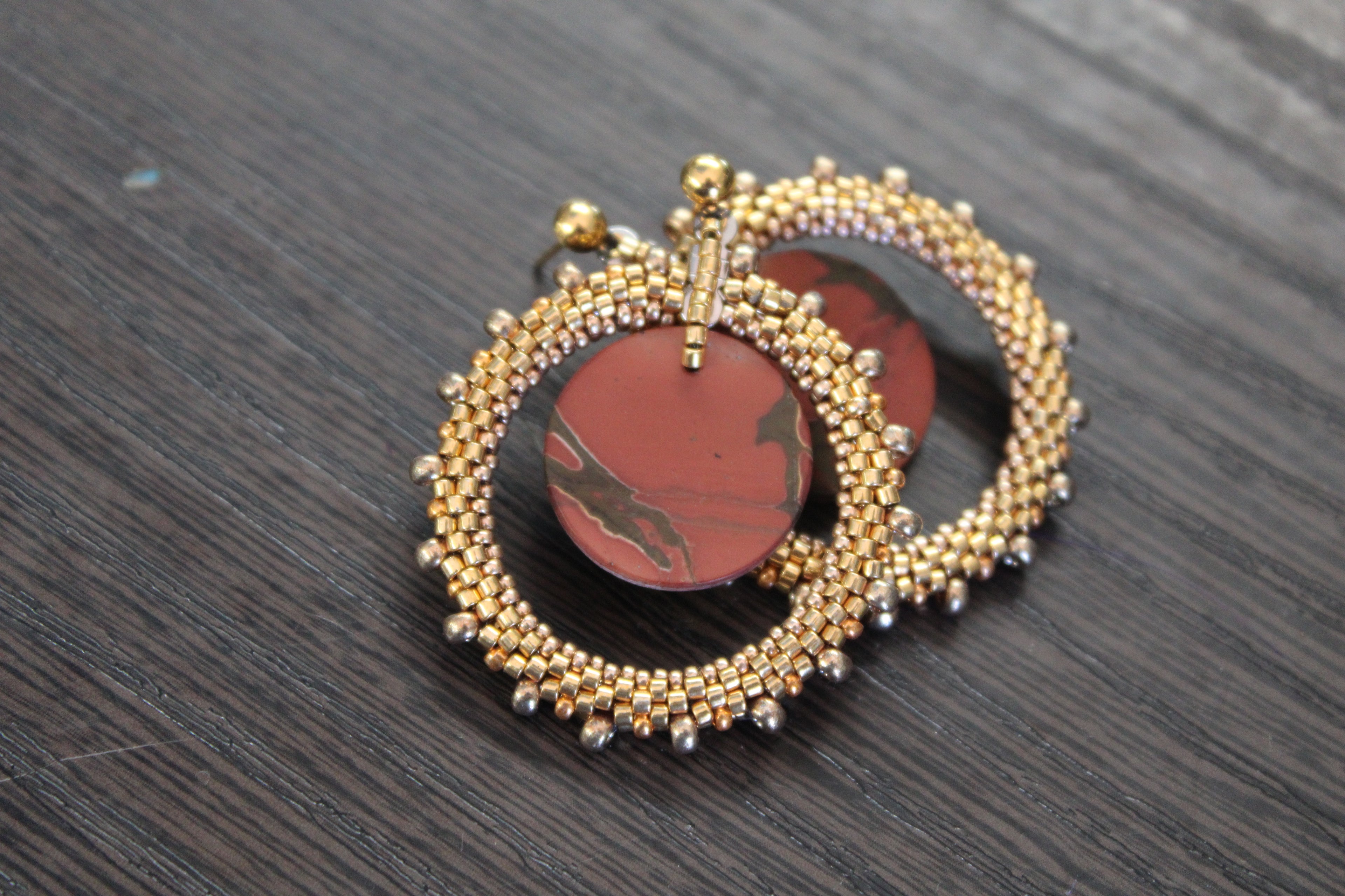 Red Creek Jasper Hoop Earrings