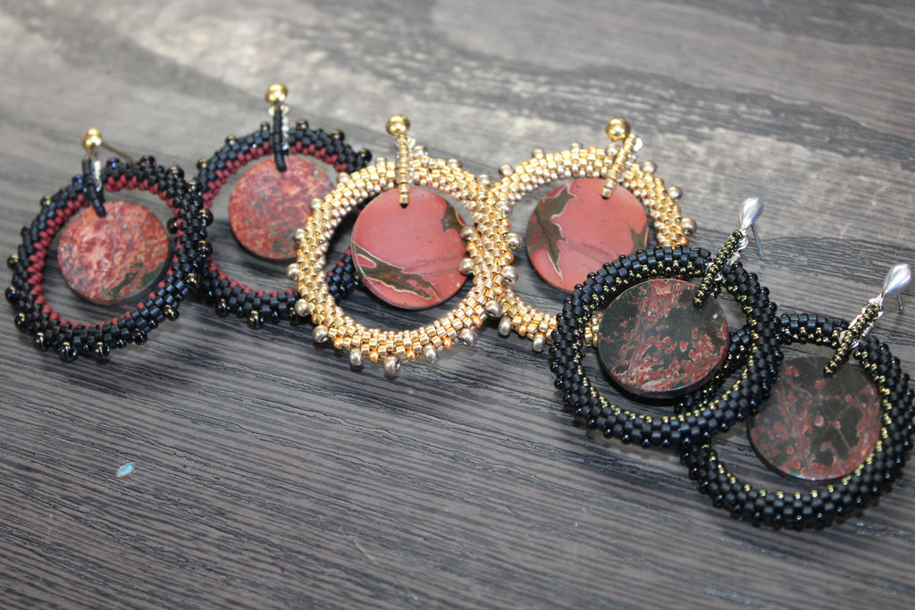 Red Creek Jasper Hoop Earrings