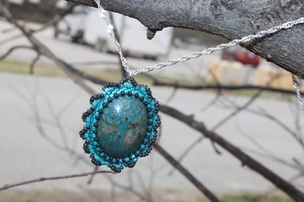 Turquoise Necklace on Sterling Silver Chain