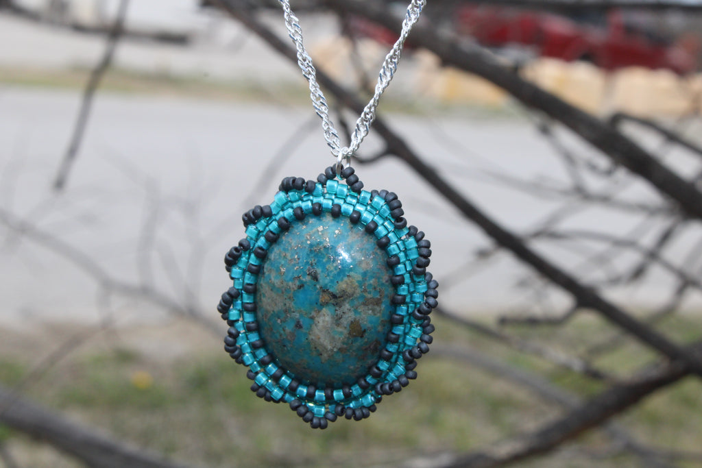 Turquoise Necklace on Sterling Silver Chain