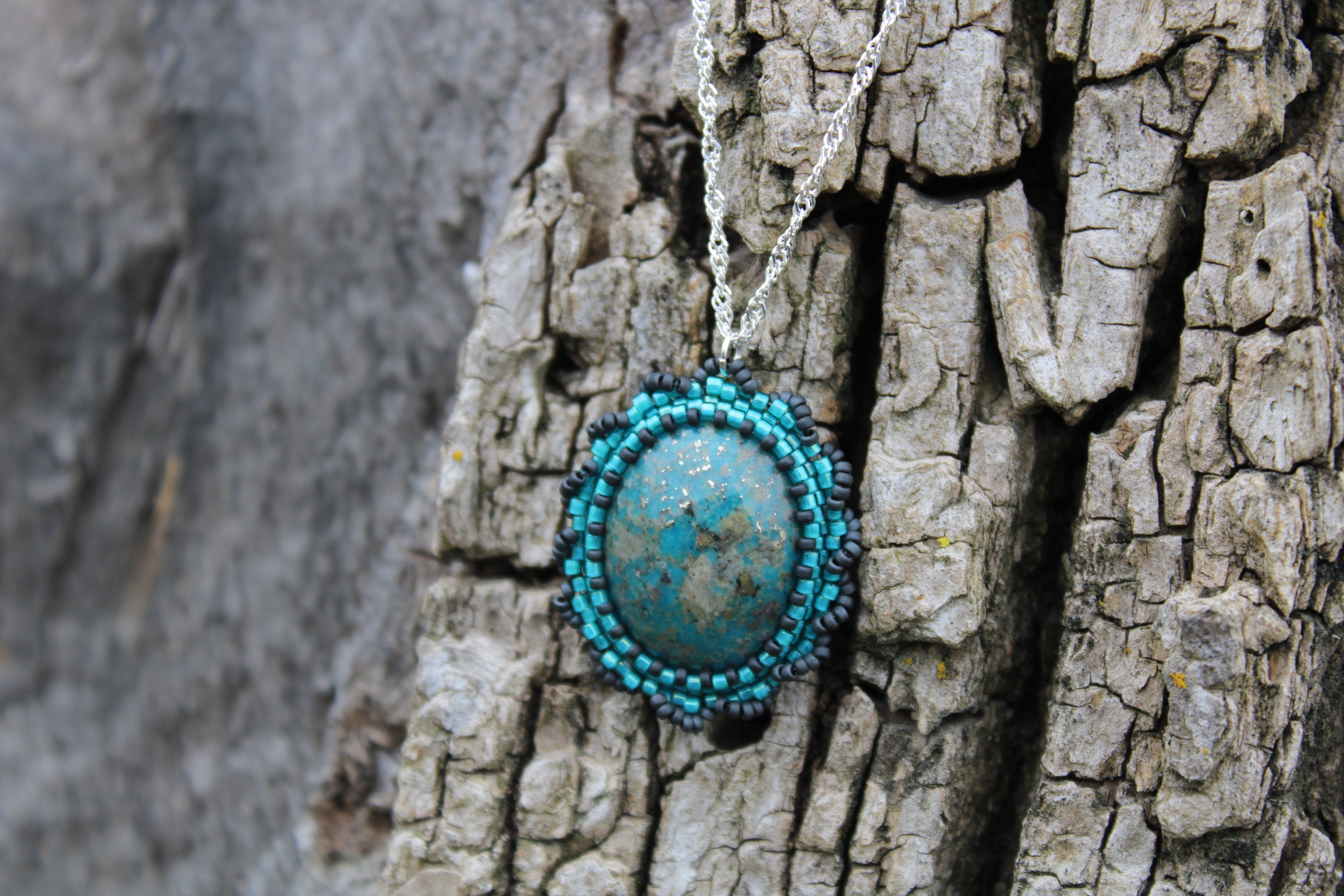 Turquoise Necklace on Sterling Silver Chain