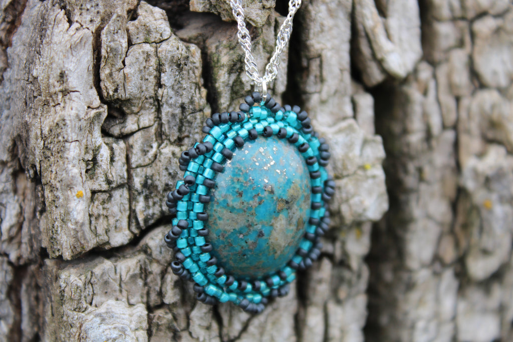 Turquoise Necklace on Sterling Silver Chain