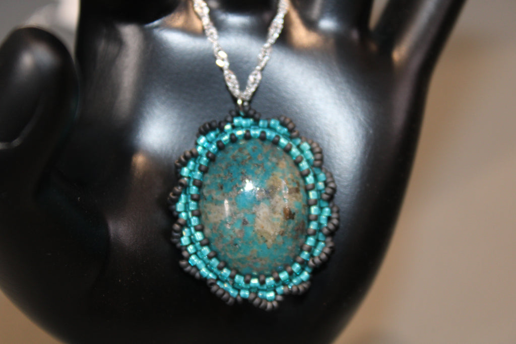 Turquoise Necklace on Sterling Silver Chain