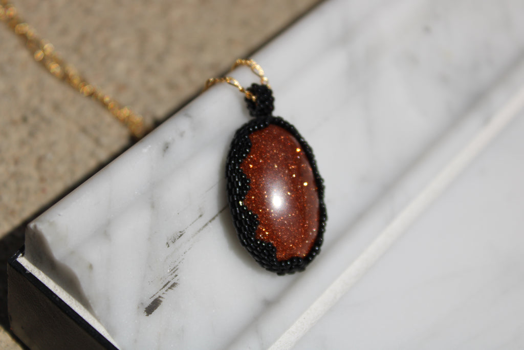 Goldstone Beaded Pendant Necklace