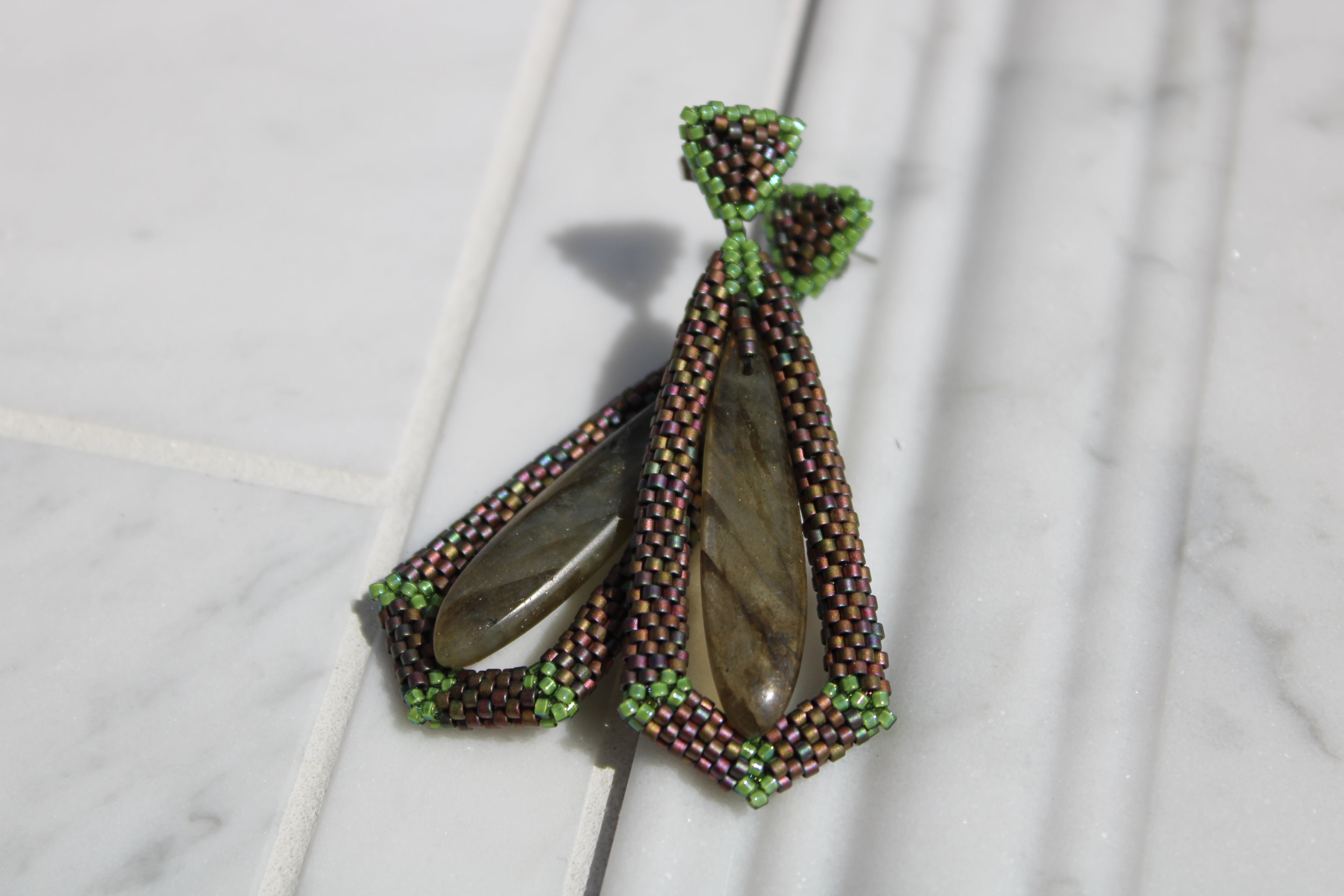 Labradorite Tie Pendant Earrings